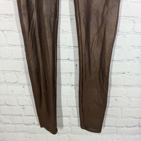 Spanx Ready to Wow Faux Leather Legging Women Large Brown High Waist Shaping - Picture 9 of 15
